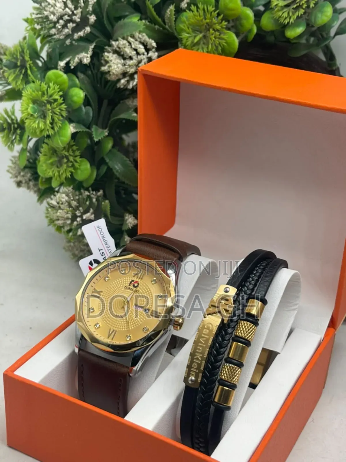 Casio Leather Watch With Stainless Steel Bracelet – Gift Set for Men
