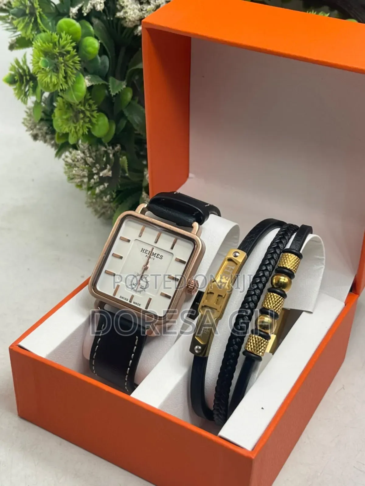Casio Leather Watch With Stainless Steel Bracelet – Gift Set for Men
