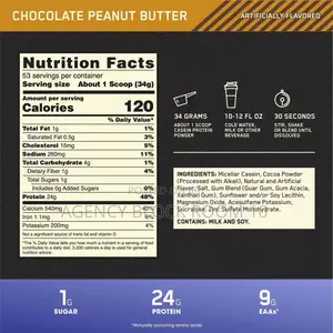 Gold Standard 100% Casein, Chocolate Peanut Butter, 3.97 Lb (1.8 Kg)