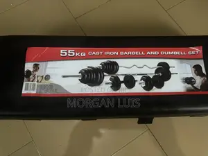 55kg Cast Iron Barbell and Dumbell Set