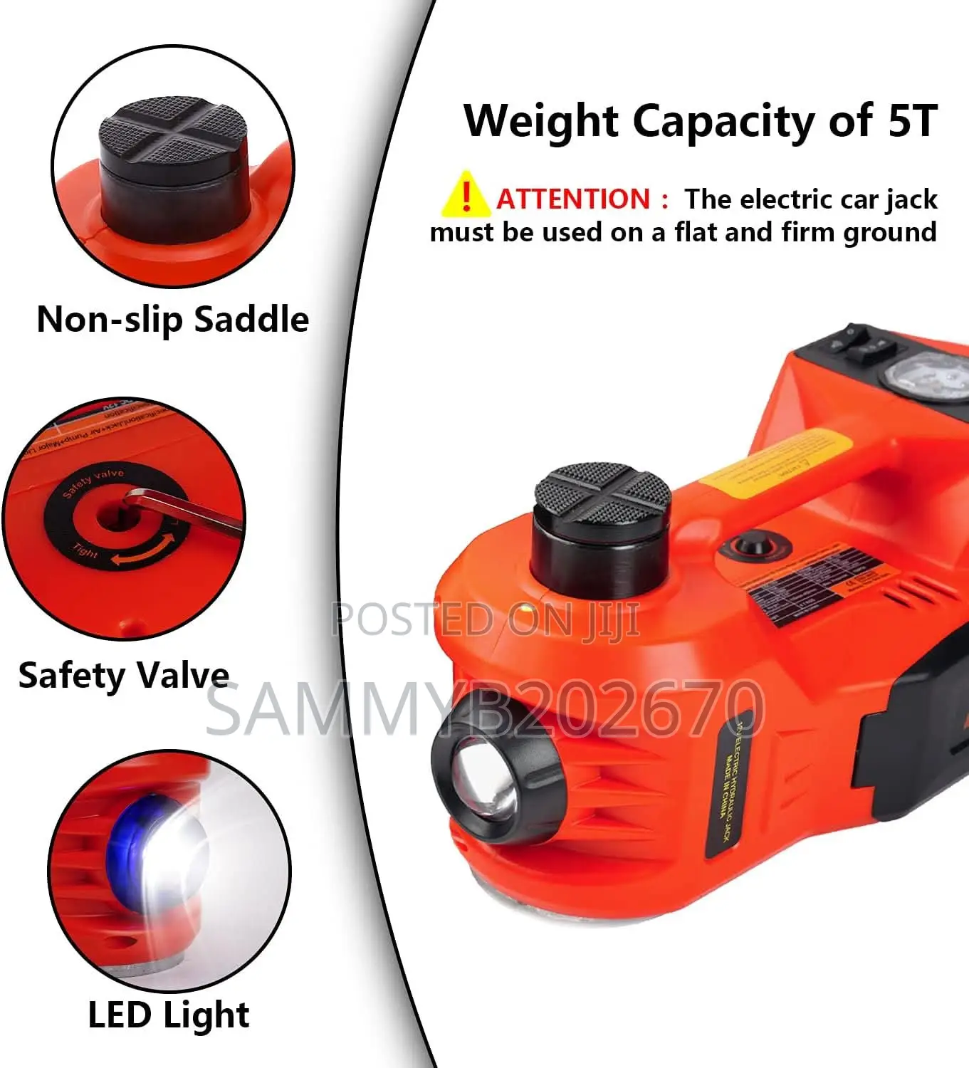 Electric Hydraulic Car Jack 5t Dc 12v, Inflator And Tyre Remover 3in1