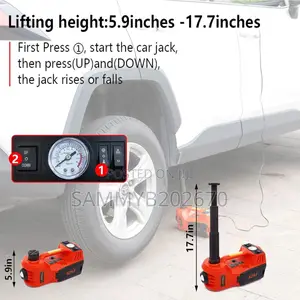 Electric Hydraulic Car Jack 5t Dc 12v, Inflator And Tyre Remover 3in1