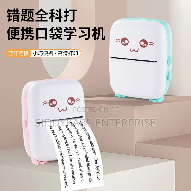 Rechargeable Portable Mini Printer With 5 Rolls Paper