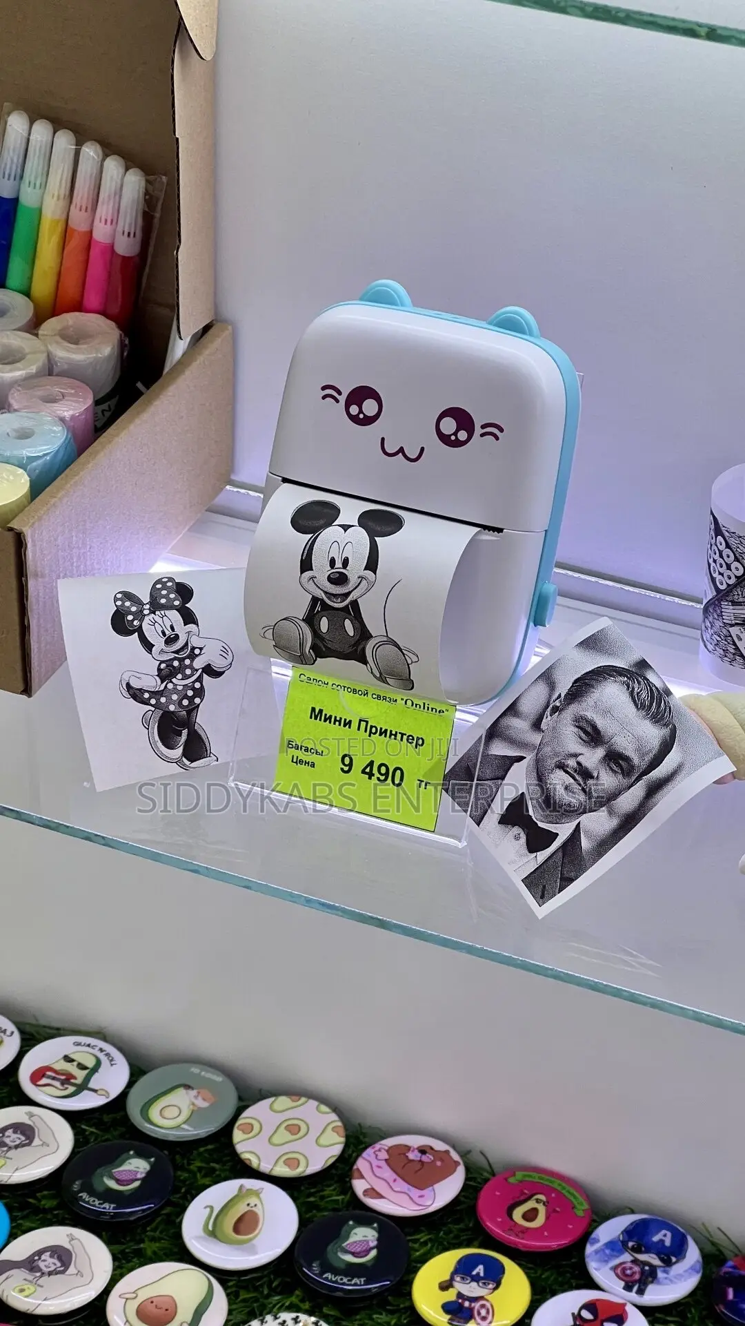 Rechargeable Portable Mini Printer With 5 Rolls Paper