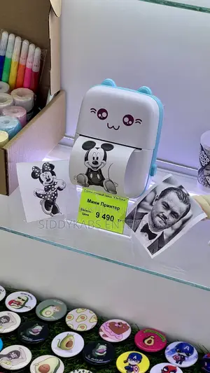 Rechargeable Portable Mini Printer With 5 Rolls Paper