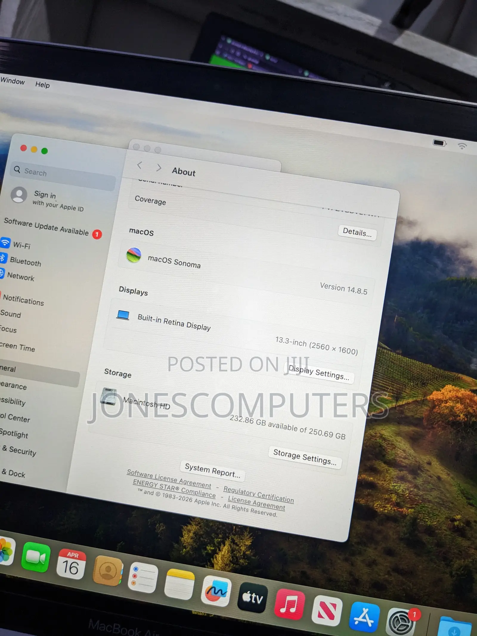 Laptop Apple MacBook Air 2018 8GB Intel Core i5 SSD 256GB