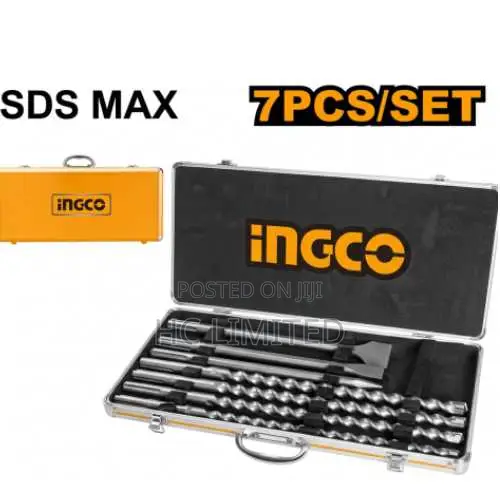 Ingco 7 PCS SDS Max Hammer Drill Bit and Chisel Set - Akd5075