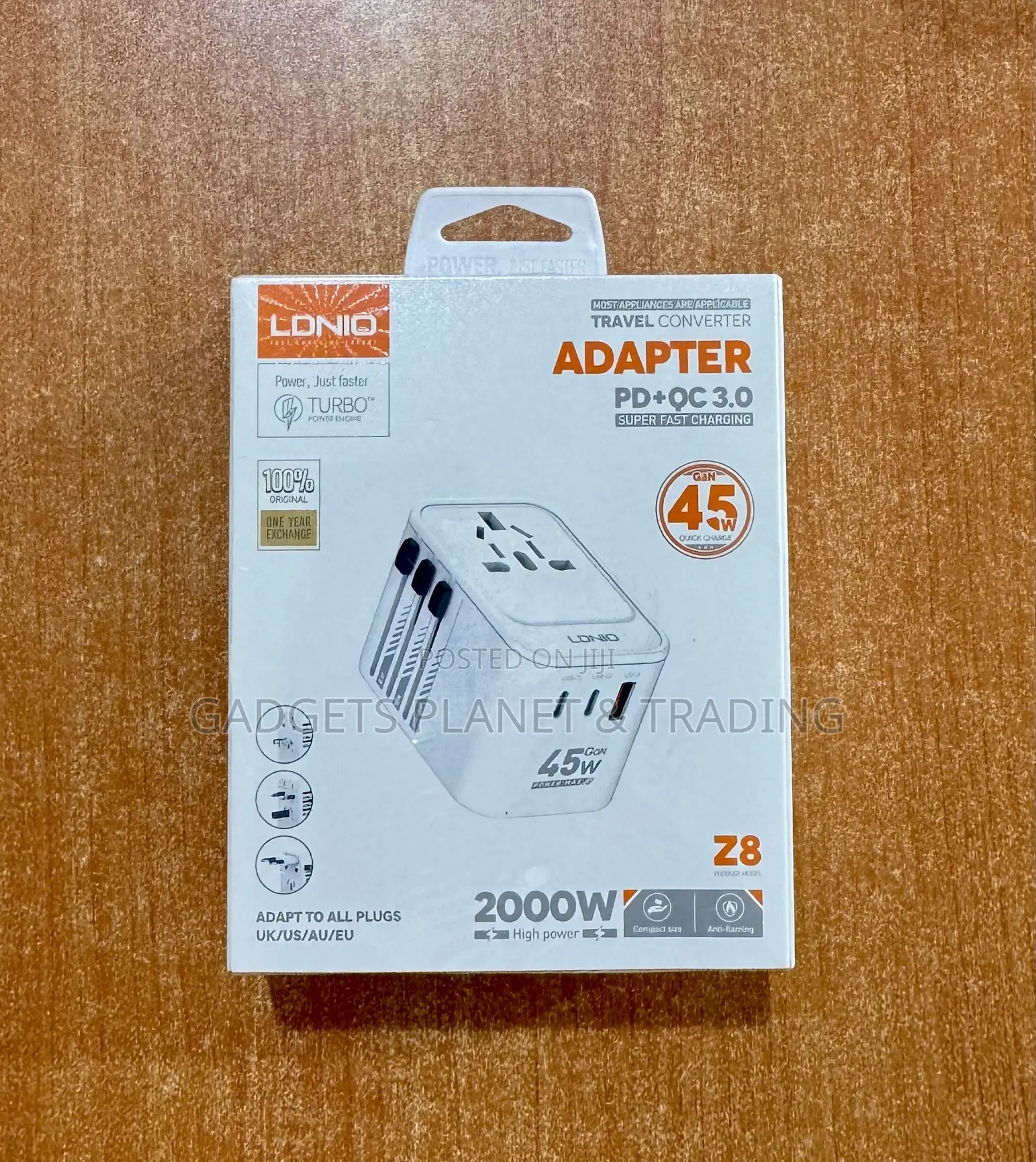Ldnio 3 Usb Ports 45w Gan Travel Adapter With Us/Uk/Eu/Au Plugs - Z8