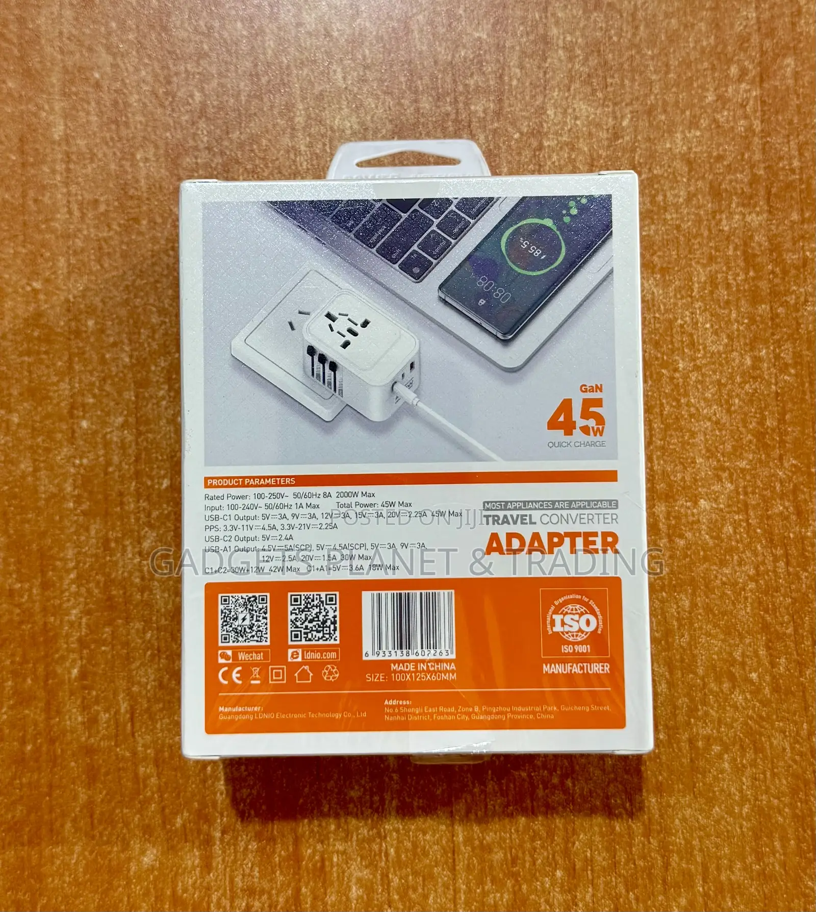 Ldnio 3 Usb Ports 45w Gan Travel Adapter With Us/Uk/Eu/Au Plugs - Z8