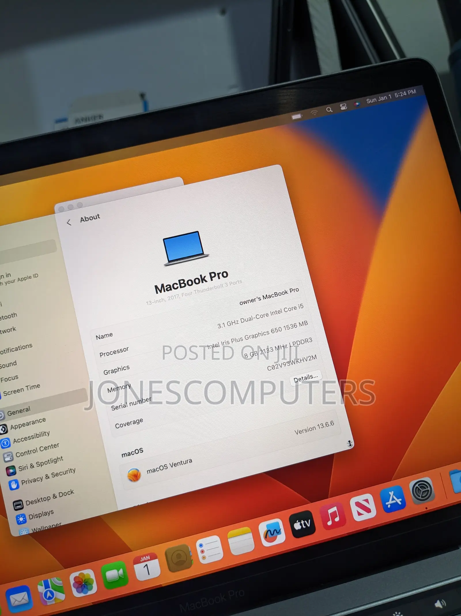 Laptop Apple MacBook Pro 2017 8GB Intel Core i5 SSD 500GB