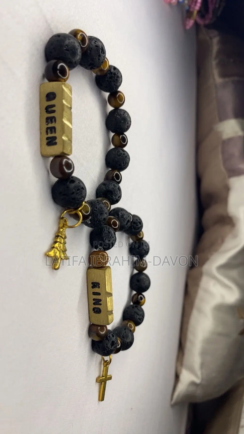 Classy Tiger Eye/ Black Bead Bracelet Set -Friendship/ Couple Set