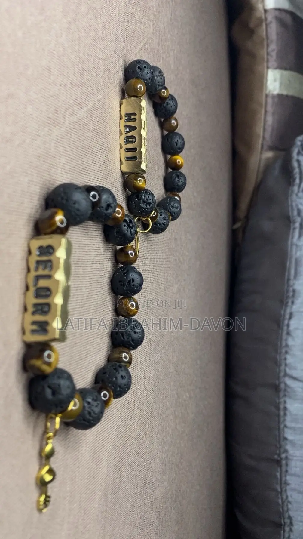 Classy Tiger Eye/ Black Bead Bracelet Set -Friendship/ Couple Set