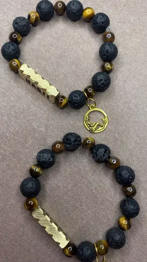 Classy Tiger Eye/ Black Bead Bracelet Set -Friendship/ Couple Set