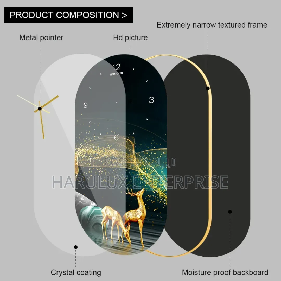 Modern Wall Clock Wall Art Decor - 60x30cm L