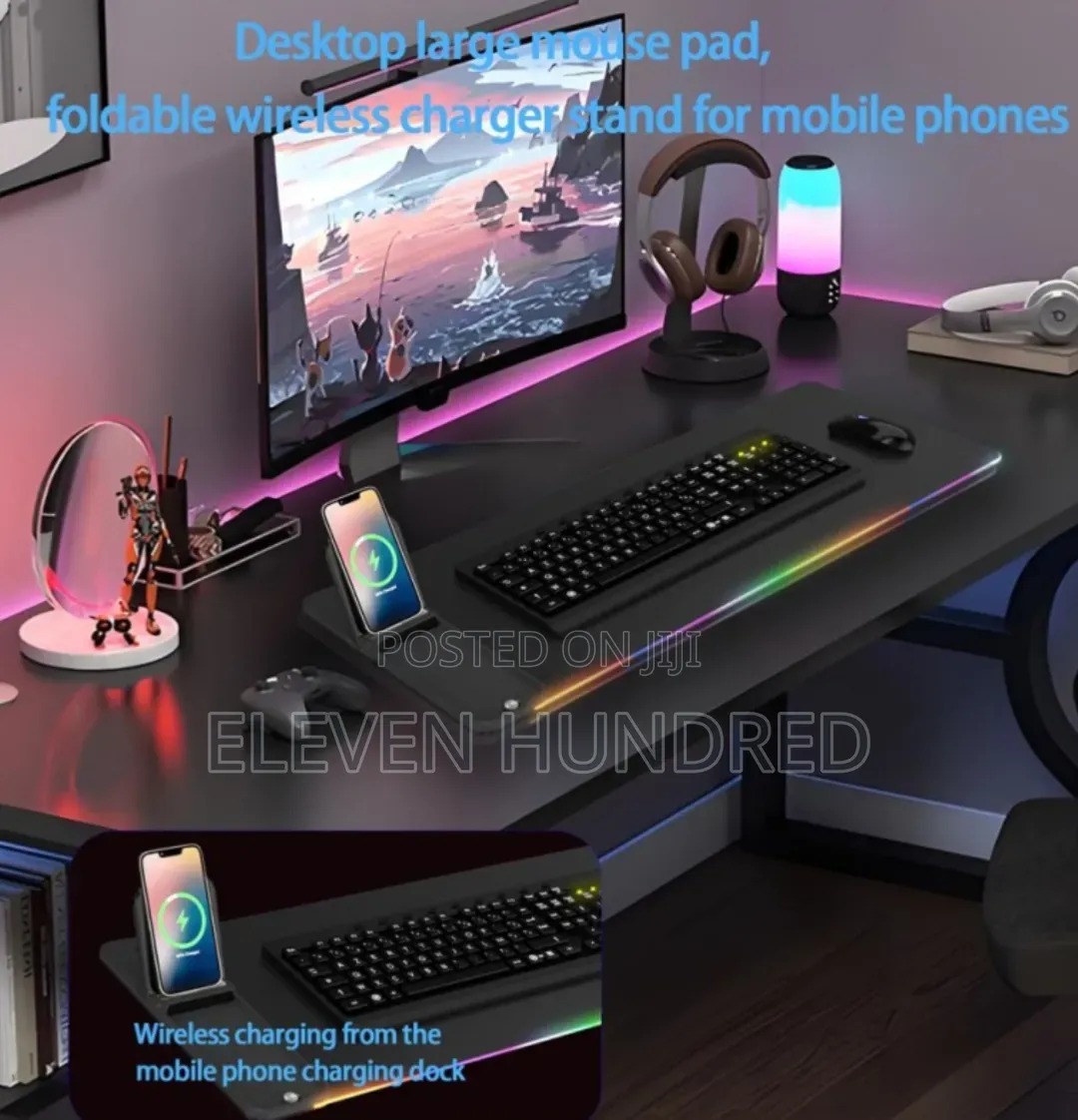 Mouse Pad With Wireless Charging and Led Lighting