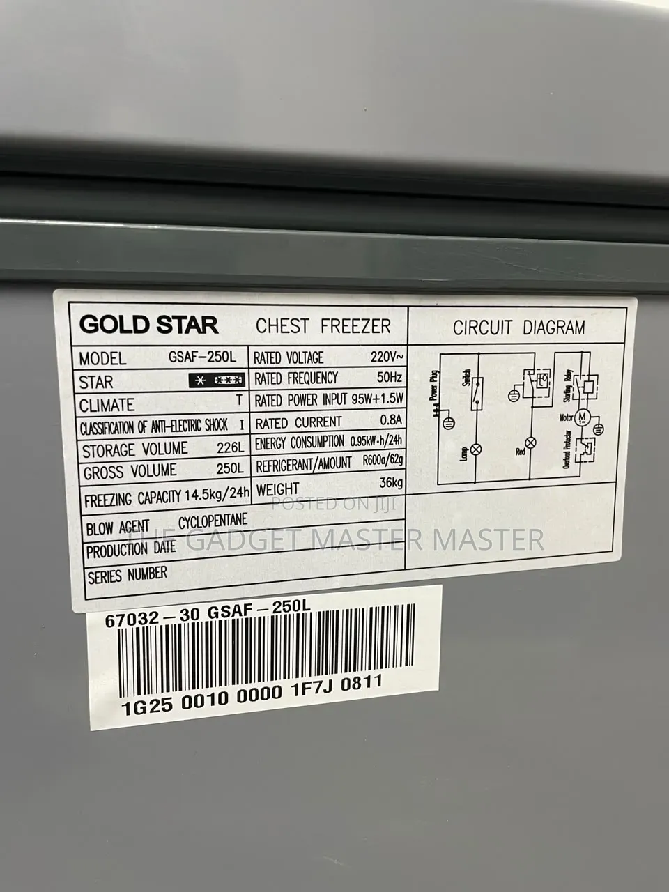 Gold Star Gsaf-250l Chest Freezer