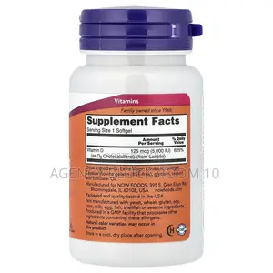 Vitamin D-3, High Potency, 125 MCG (5,000 Iu), 120 Softgels