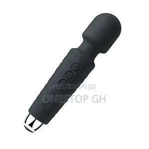 A Black Handheld Wand Vibrator With Textured Silicone Casing for Grip.