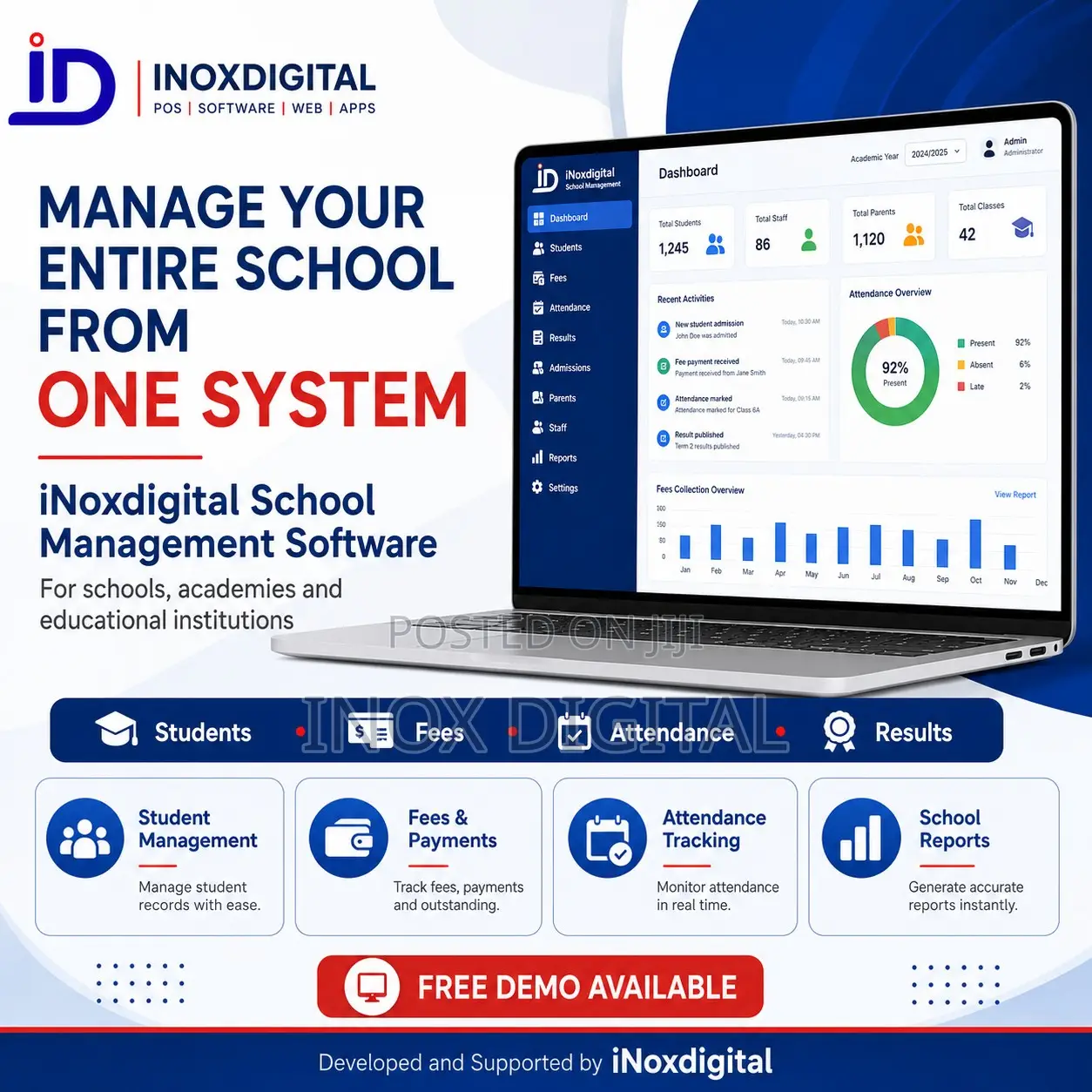 School Management Software for Fees, Results, Attendance SMS