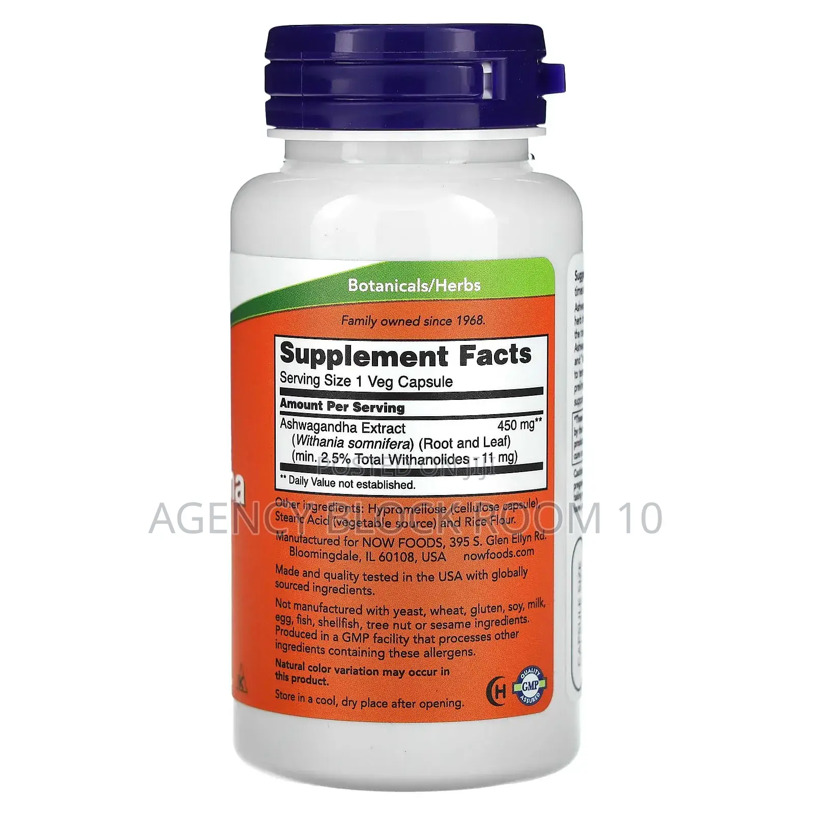 Now Foods Ashwagandha 450mg 90 Veg Capsules - Stress, Sleep Energy