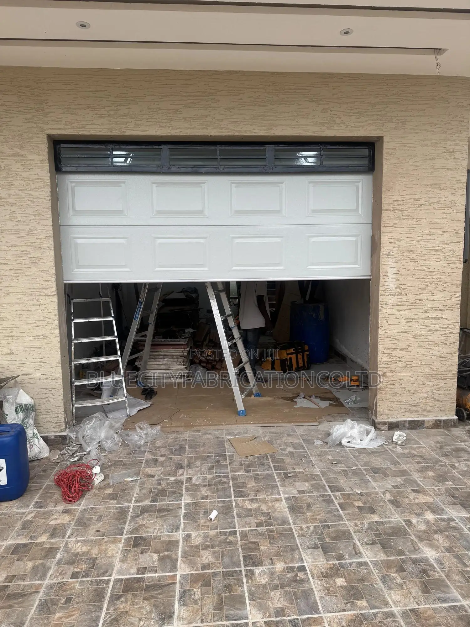 Garage Door With Extended Fanlight