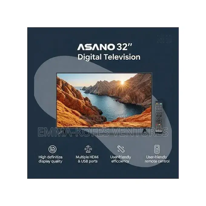 Asano 32" Digital Satellite Hd TV - Hdmi /Vga/USB - Black