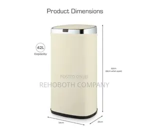 Swan Townhouse Square Sensor Bin, Large 42l Capacity, Cream