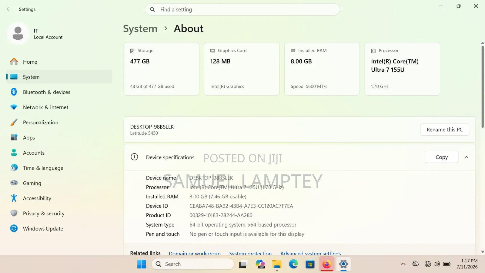 Laptop Dell Latitude 5450 16GB Intel Core Ultra 7 SSD 512GB