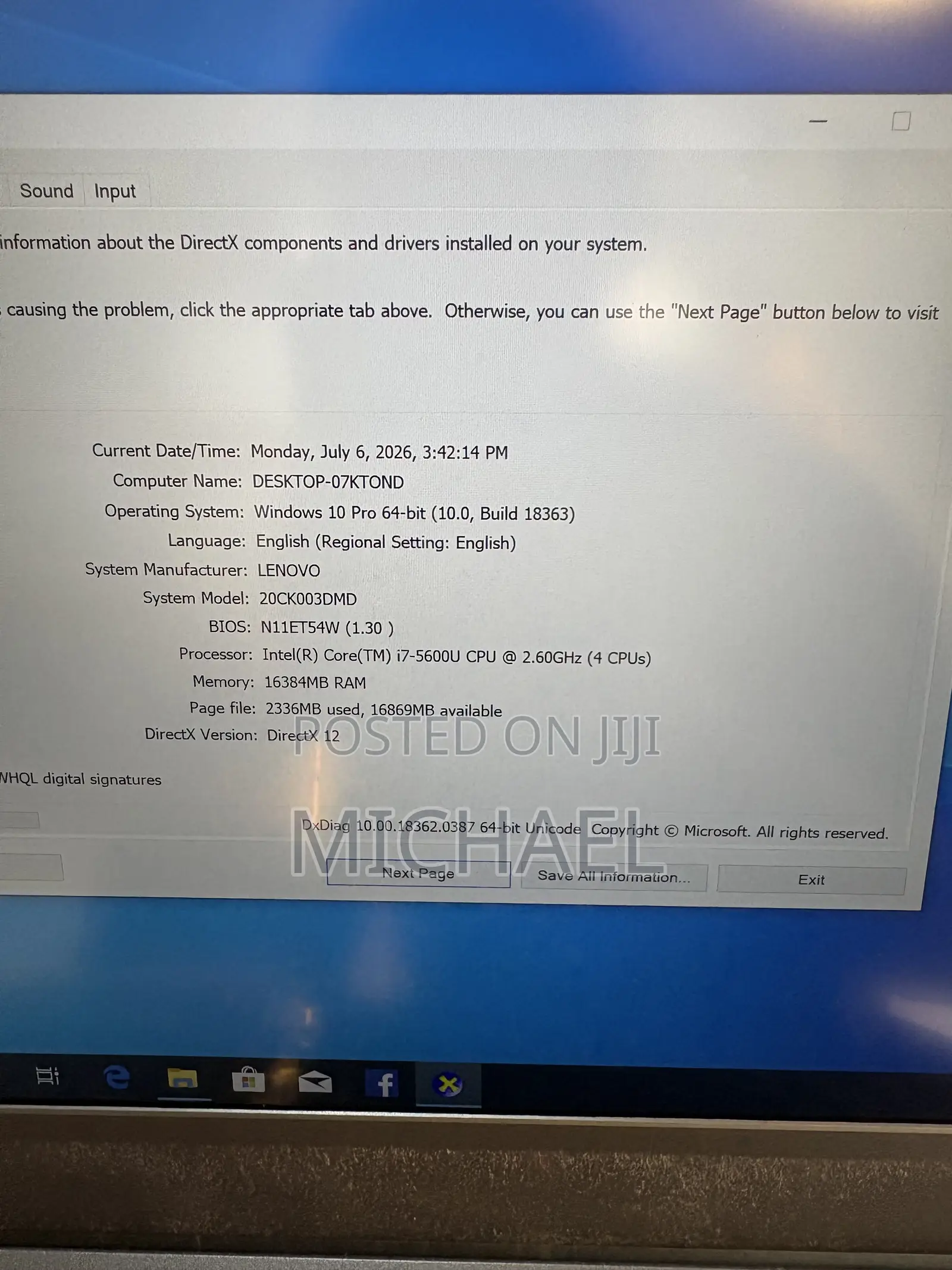 Laptop Lenovo ThinkPad T550 16GB Intel Core i7 HDD 500GB
