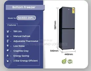 Nasco 158ltrs Bottom Freezer Refrigerator
