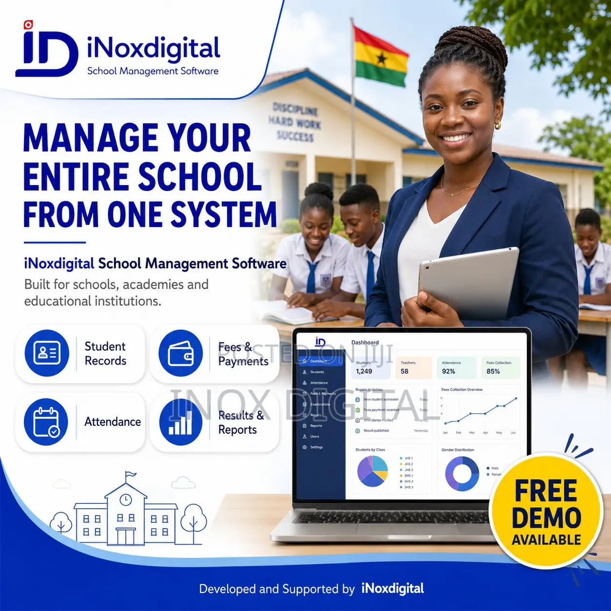 School Management Software for Fees, Results, Attendance SMS