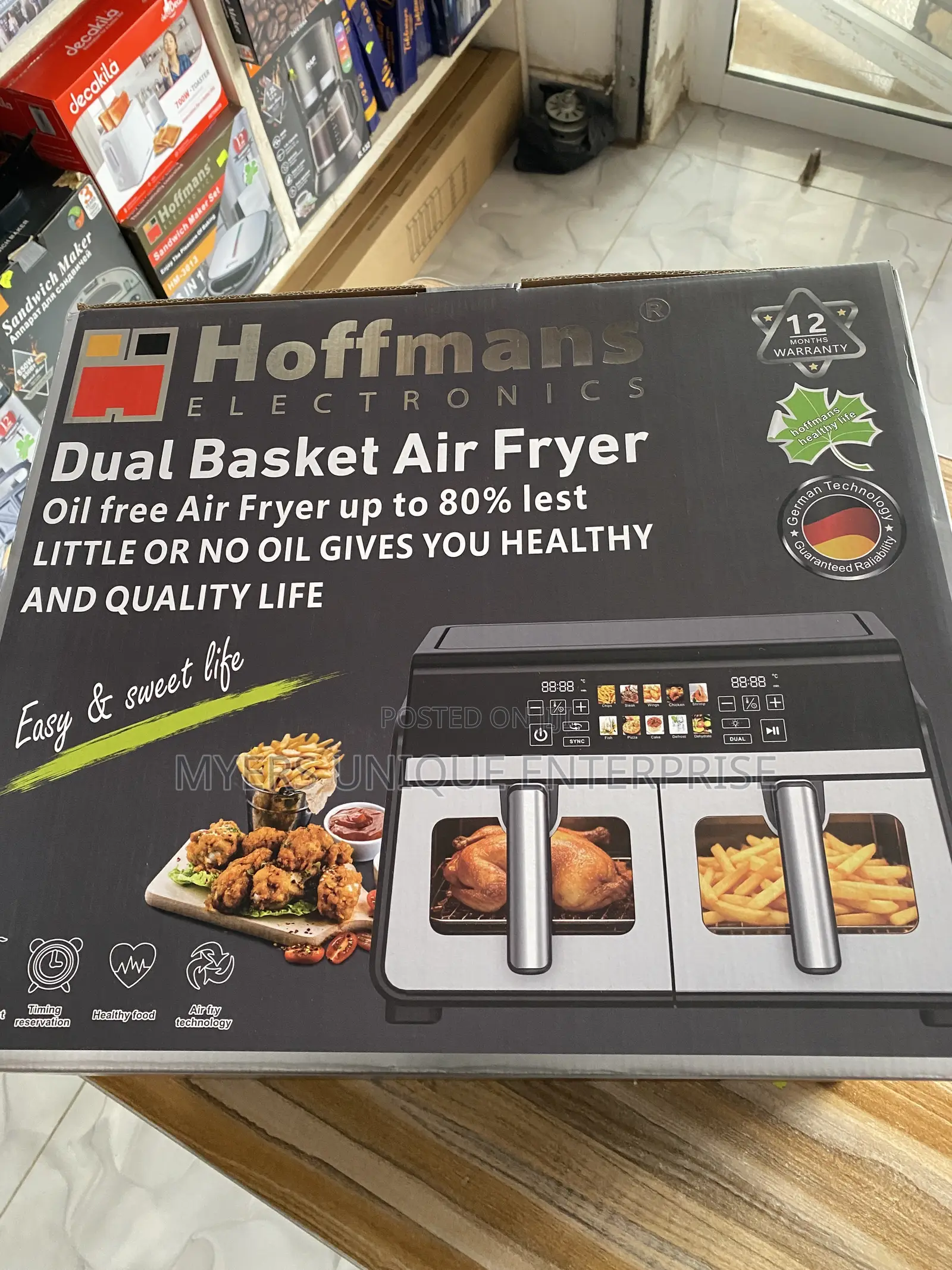 12l Hoffmans Oil Free 2 in 1 Air Fryer