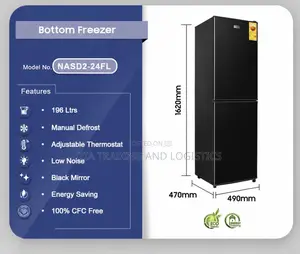 Nasco 196ltrs Bottom Freezer Refrigerator