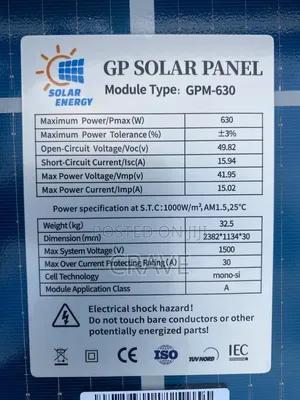 630w Solar Mono Panel