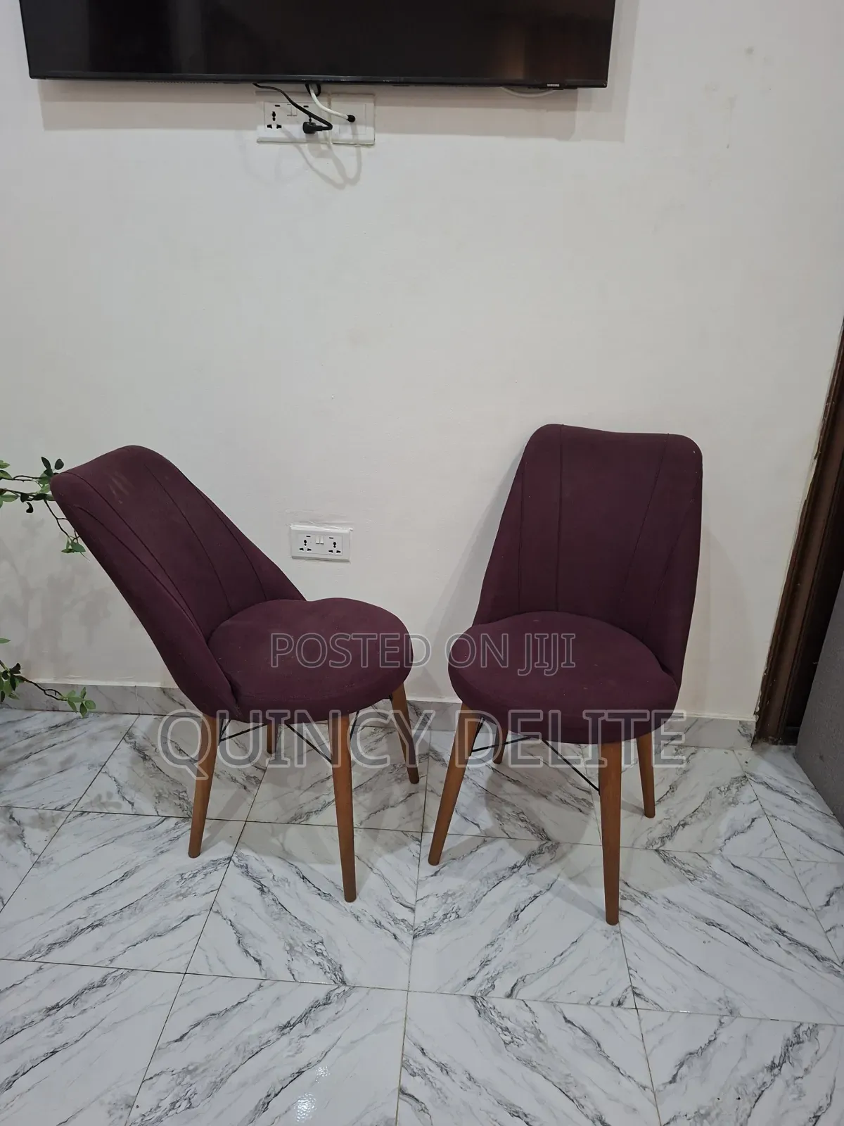 Pair of Plum Velvet Dinning Chairs.