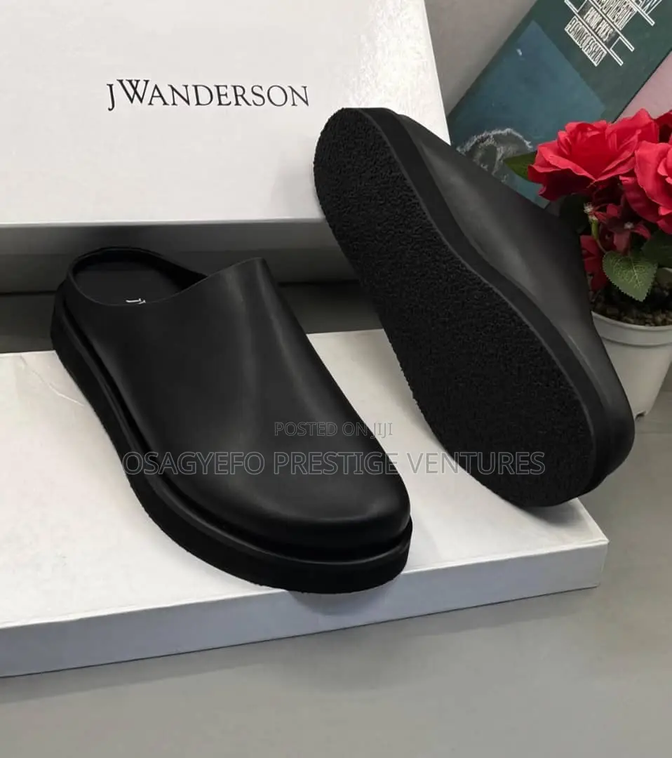 Luxury Black Leather Jw Anderson Clogs