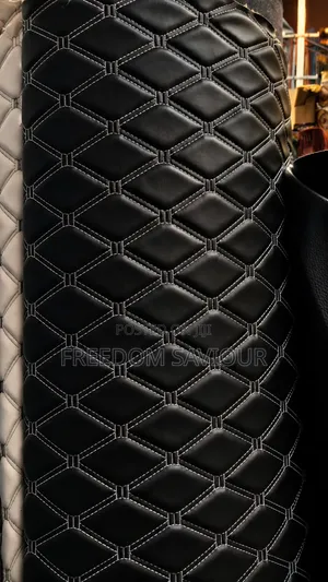 Premium Red Diamond Quilted Upholstery Leather Fabric