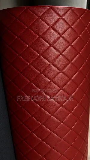 Premium Red Diamond Quilted Upholstery Leather Fabric