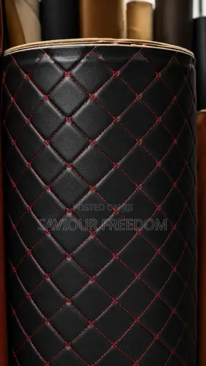 Premium Grey Diamond Quilted Upholstery Leather Fabric