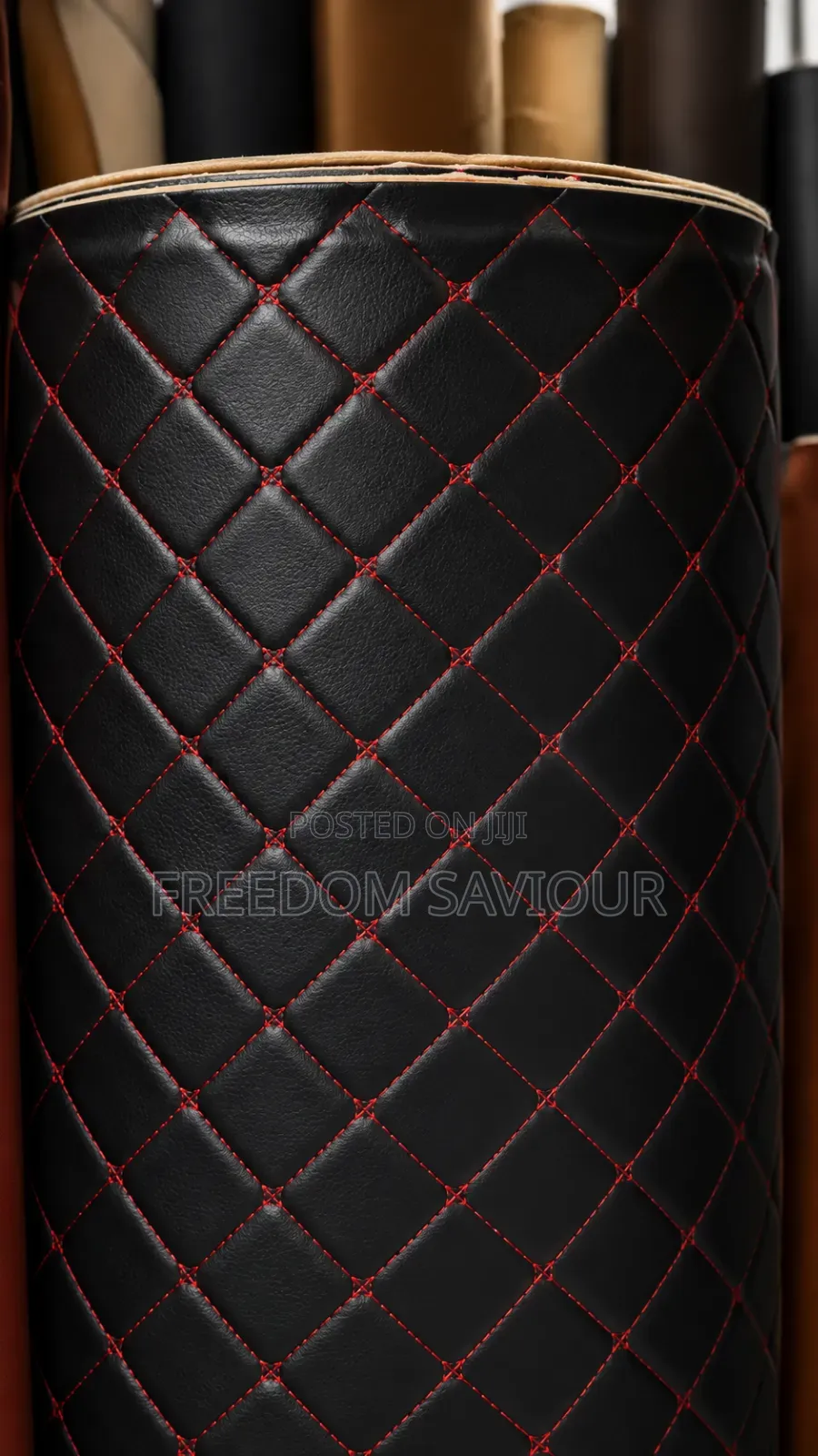 Premium Grey Diamond Quilted Upholstery Leather Fabric