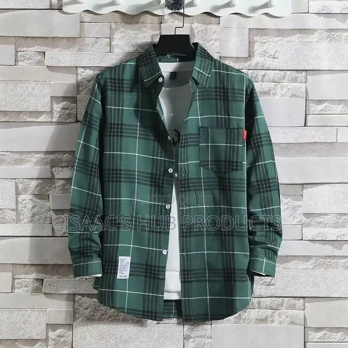Men’S 2-Piece Long Sleeve Plaid Shirts