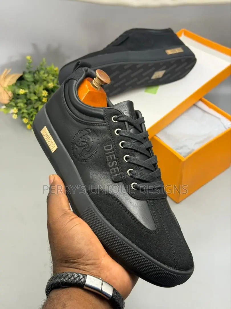 Diesel Black Leather/Suede Sneakers