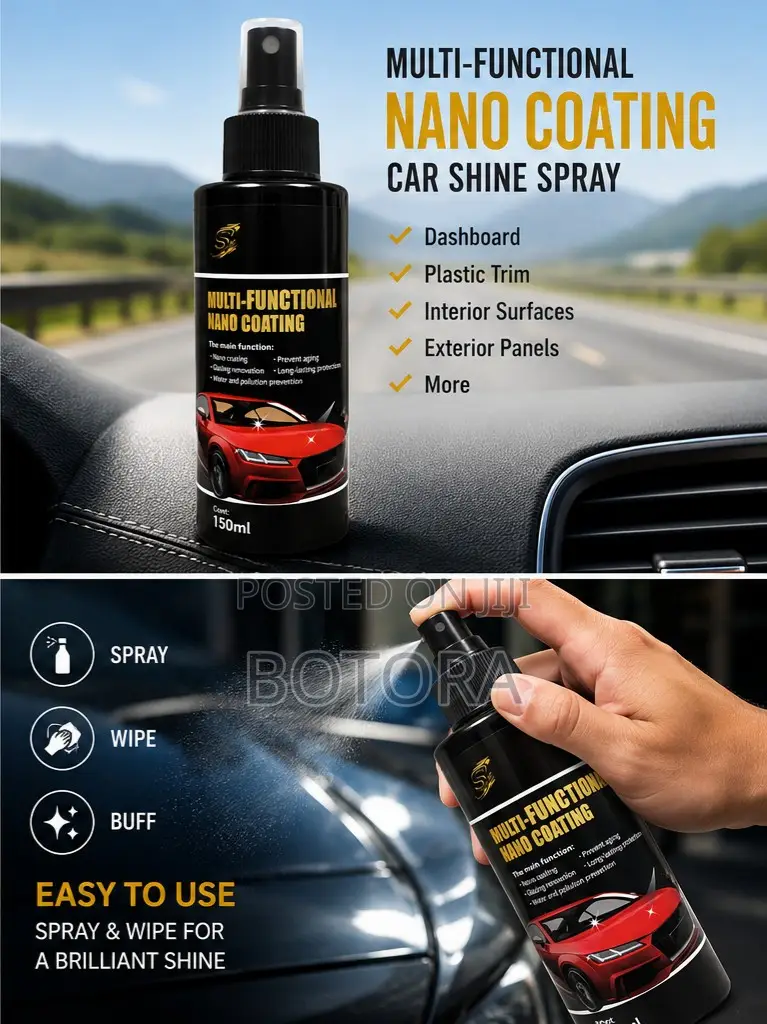 Multi-Functional Nano Coating Car Shine Spray 150ml -Gloss Finish