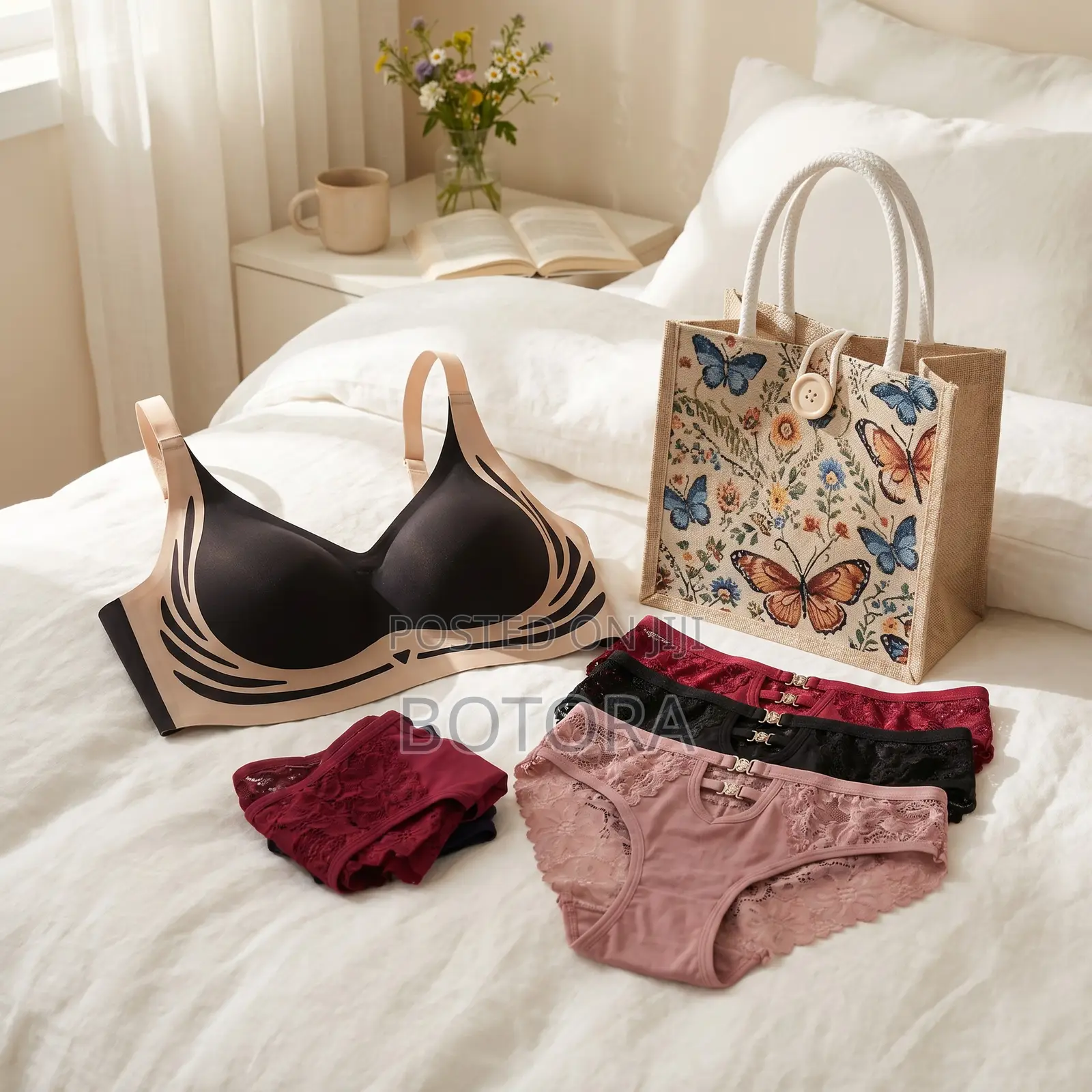 Women’S Wire-Free Bra With Free Tote Bag – Removable Pads