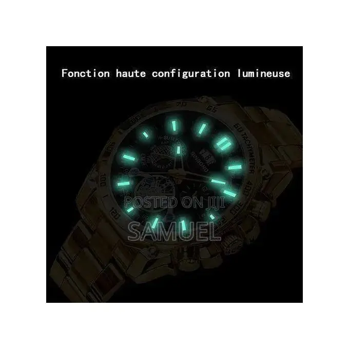 Men’S Business Tourbillon Watch – Steel Band, Gold Finish (Gift Set)