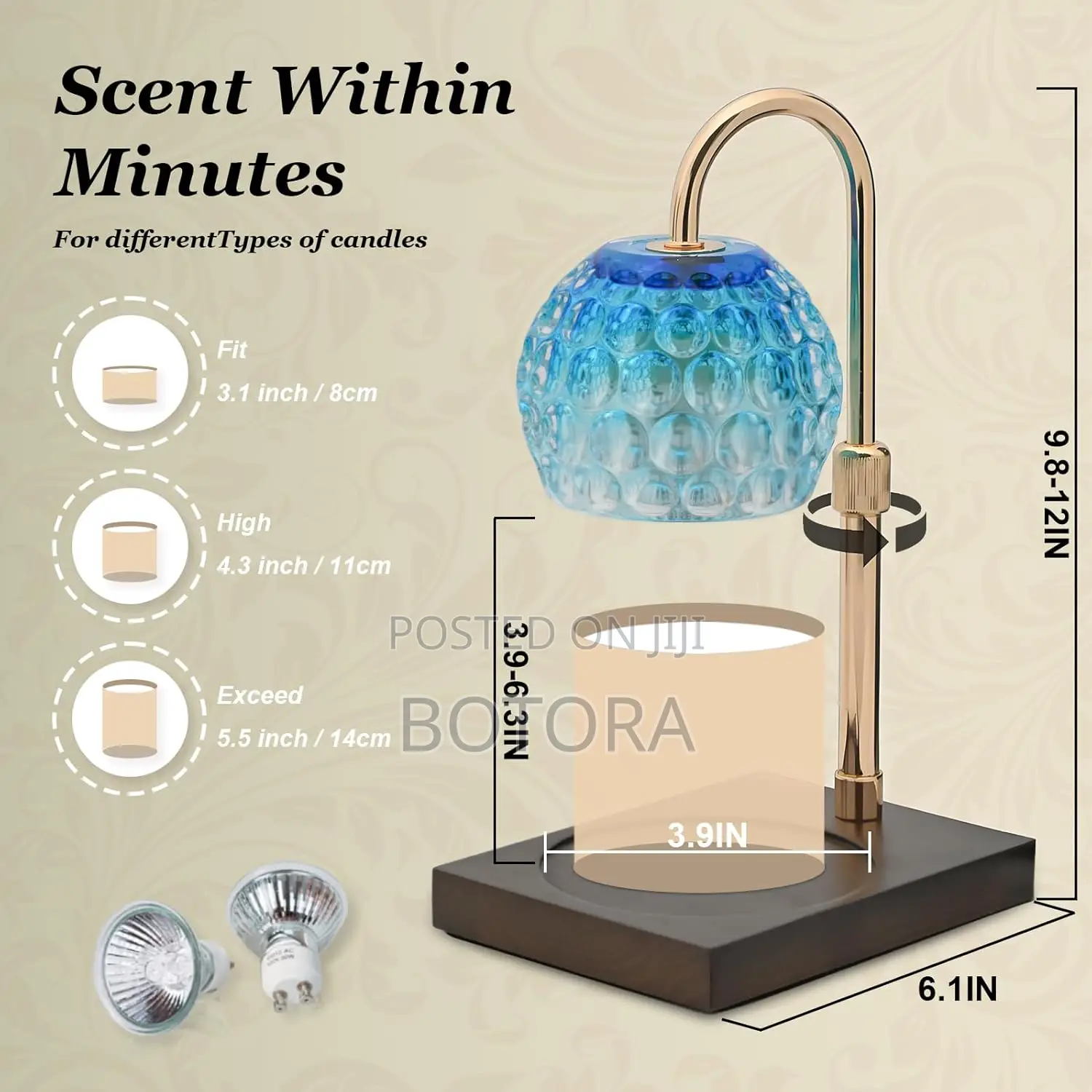 Candle Warmer Lamp With Timer Dimmer + Scented Candle (Blue Purple)