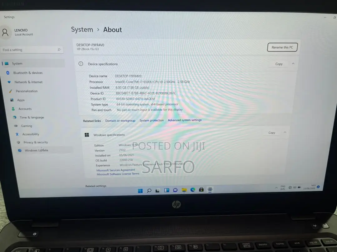 Laptop HP ZBook 15u G3 8GB Intel Core i7 SSD 128GB