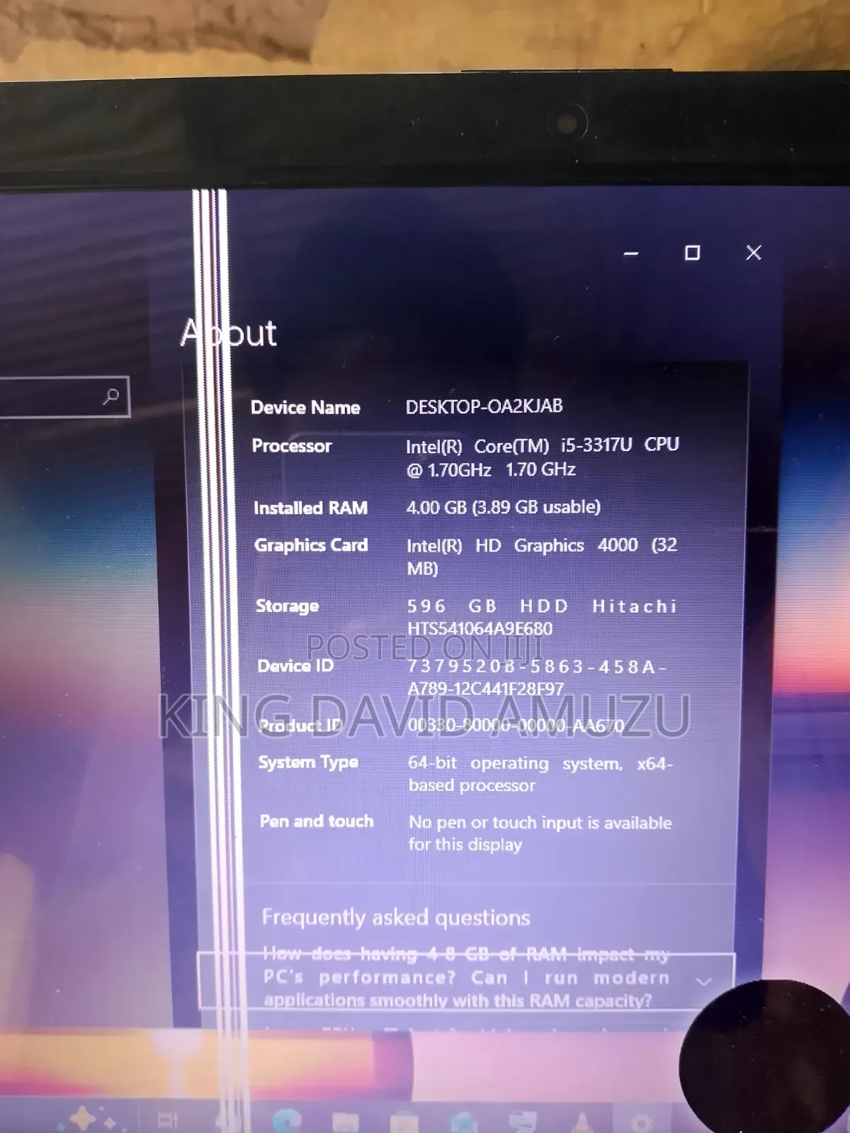 Laptop Toshiba Satellite L50 4GB Intel Core i5 HDD+SSD 500GB