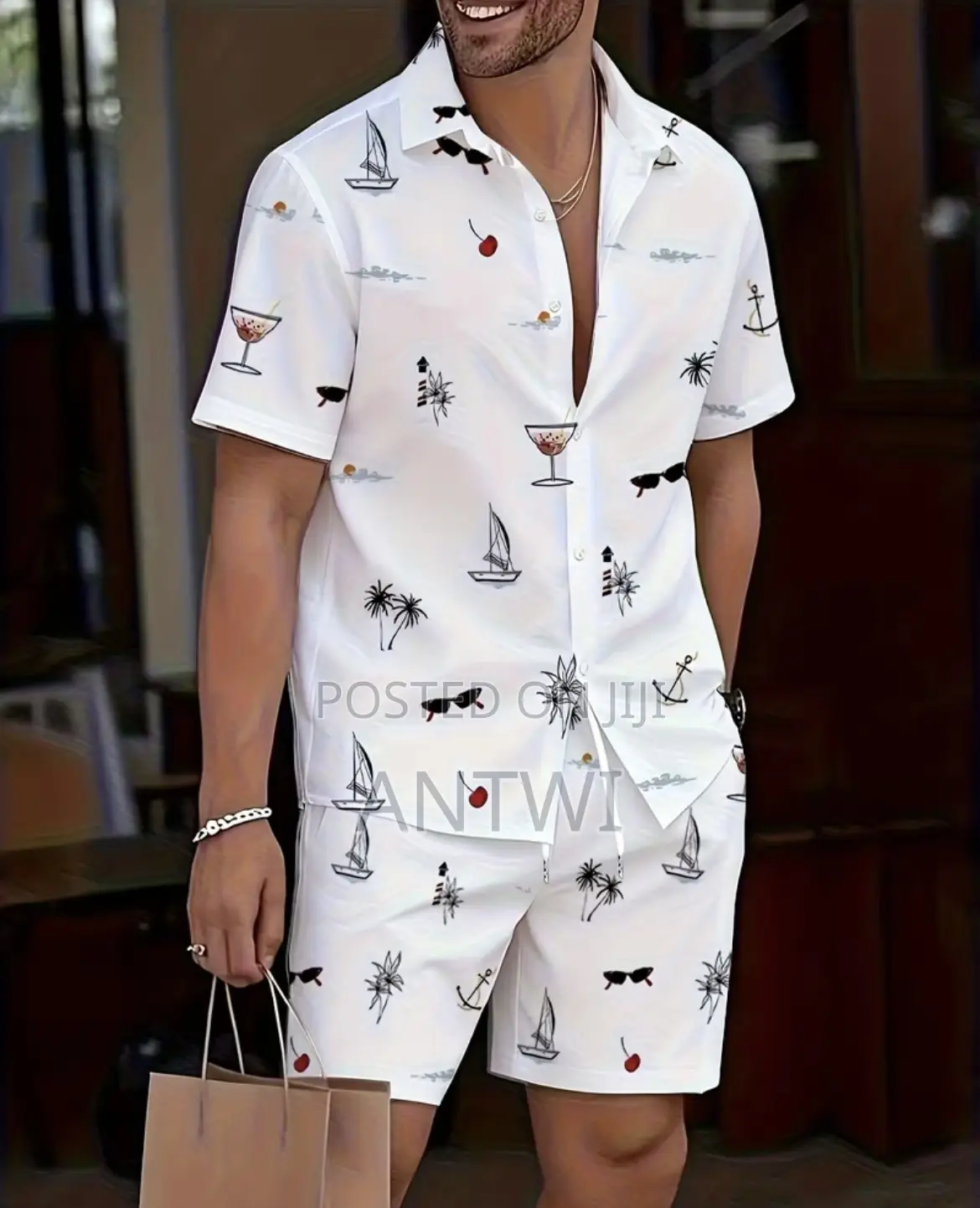 Men’S Fashion Summer Collar Shirt Set and Comfortable Shorts