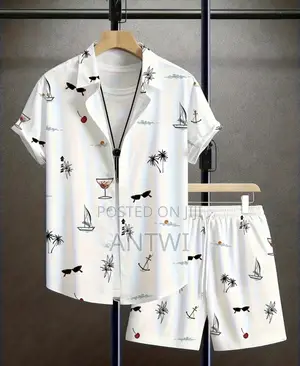 Men’S Fashion Summer Collar Shirt Set and Comfortable Shorts